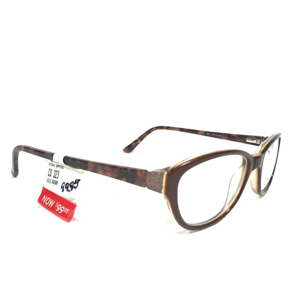 Catherine Deneuve CD-323 BRN Eyeglasses Frames Brown Round Full Rim 53-16-135